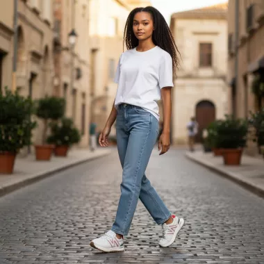 Adidasi dama casual albi cu rosu 30664 N6-2